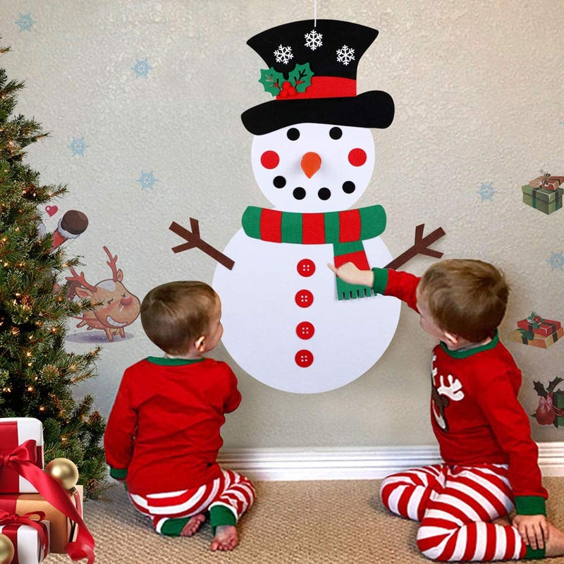 OurWarm DIY Felt Christmas Snowman Game Set with 31 Detachable Ornaments, Wall Hanging Xmas Gifts for Christmas Decorations, 39 x 20 Inch - Image 4